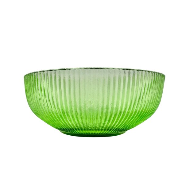 E.O. Brody Co. Green Glass Ribbed Bowls Set Of 2 Vintage Made In Cleveland USA - Picture 3 of 6